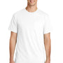 Port & Company Mens Beach Wash Short Sleeve Crewneck T-Shirt w/ Pocket - White