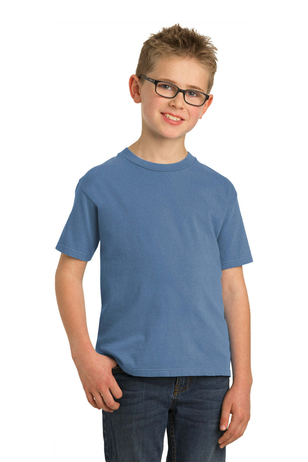 Port & Company PC099Y Youth Beach Wash Short Sleeve Crewneck T-Shirt Blue Moon Front