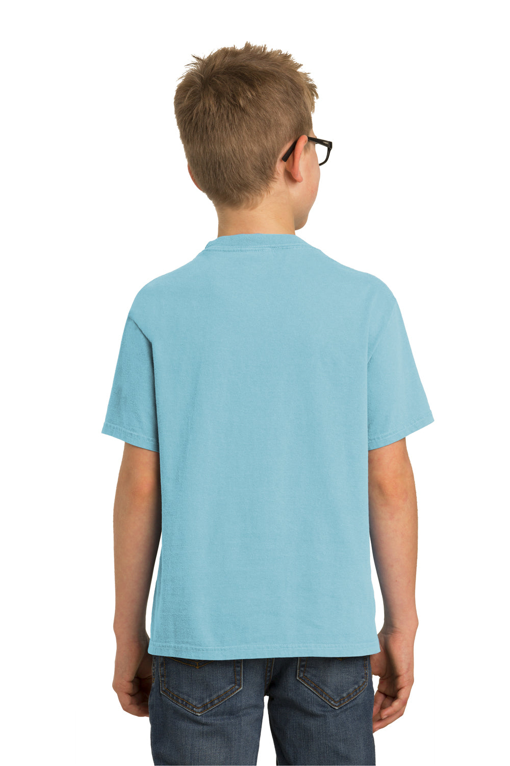 Port & Company PC099Y Youth Beach Wash Short Sleeve Crewneck T-Shirt Mist Blue Back