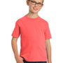 Port & Company Youth Beach Wash Short Sleeve Crewneck T-Shirt - Neon Coral