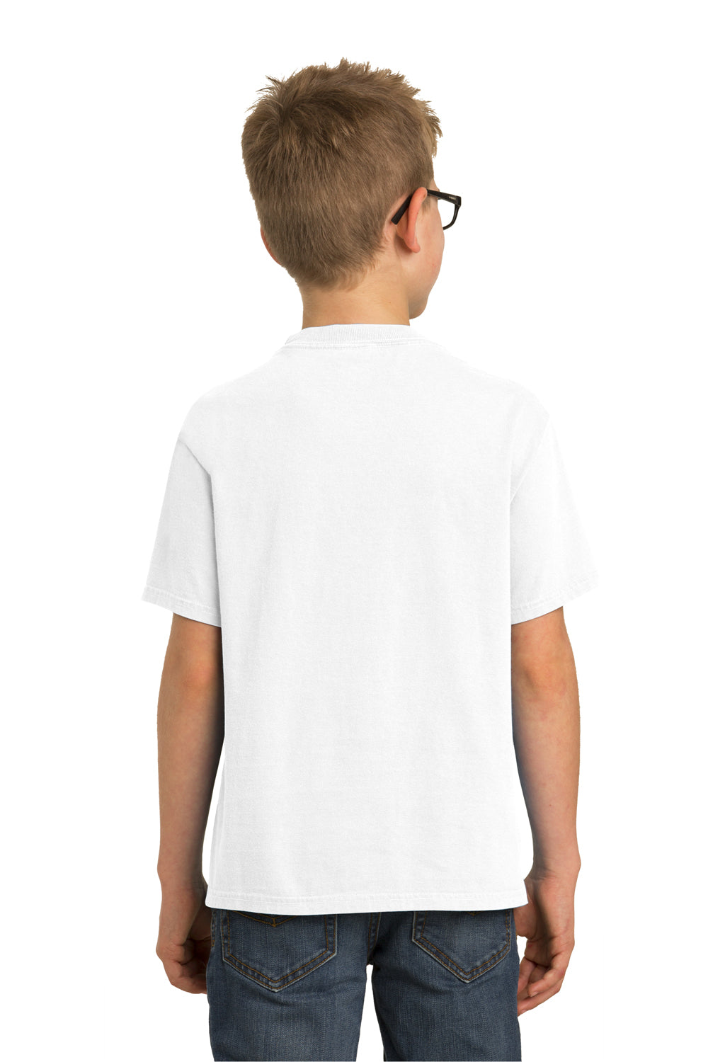 Port & Company PC099Y Youth Beach Wash Short Sleeve Crewneck T-Shirt White Back
