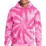 Port & Company Mens Tie-Dye Fleece Hooded Sweatshirt Hoodie - Pink