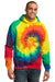 Port & Company PC146 Mens Tie-Dye Fleece Hooded Sweatshirt Hoodie Rainbow Front