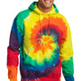 Port & Company Mens Tie-Dye Fleece Hooded Sweatshirt Hoodie - Rainbow