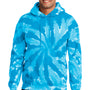 Port & Company Mens Tie-Dye Fleece Hooded Sweatshirt Hoodie - Turquoise Blue