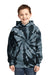 Port & Company PC146Y Youth Tie-Dye Fleece Hooded Sweatshirt Hoodie Black Front