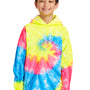 Port & Company Youth Tie-Dye Fleece Hooded Sweatshirt Hoodie - Neon Rainbow