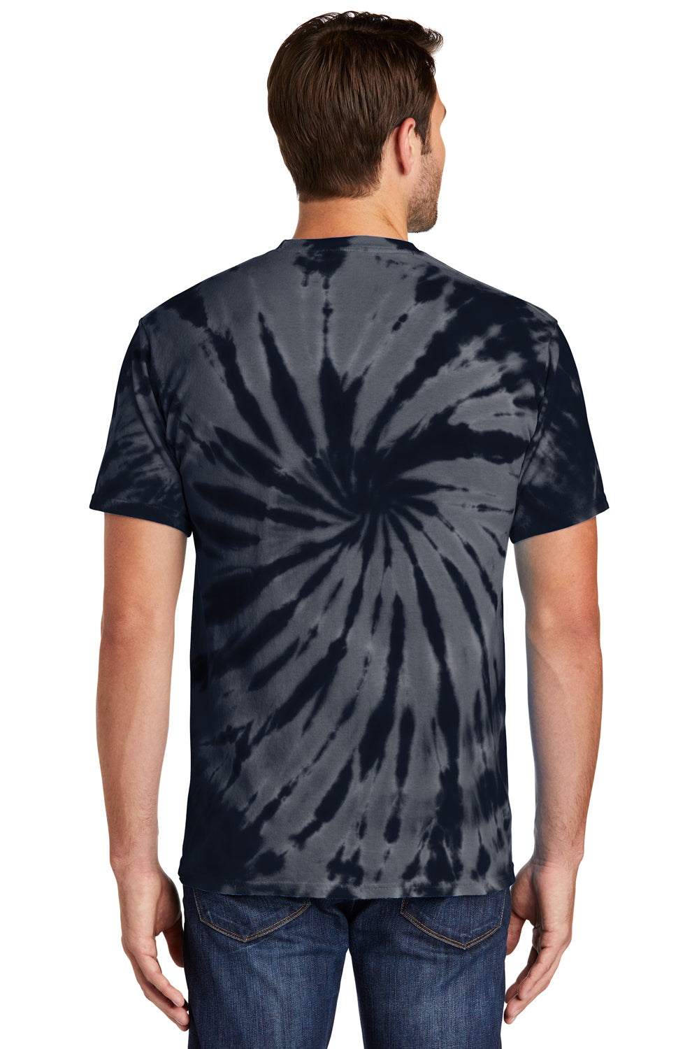 Port & Company PC147 Mens Tie-Dye Short Sleeve Crewneck T-Shirt Black Back