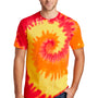 Port & Company Mens Tie-Dye Short Sleeve Crewneck T-Shirt - Blaze Rainbow