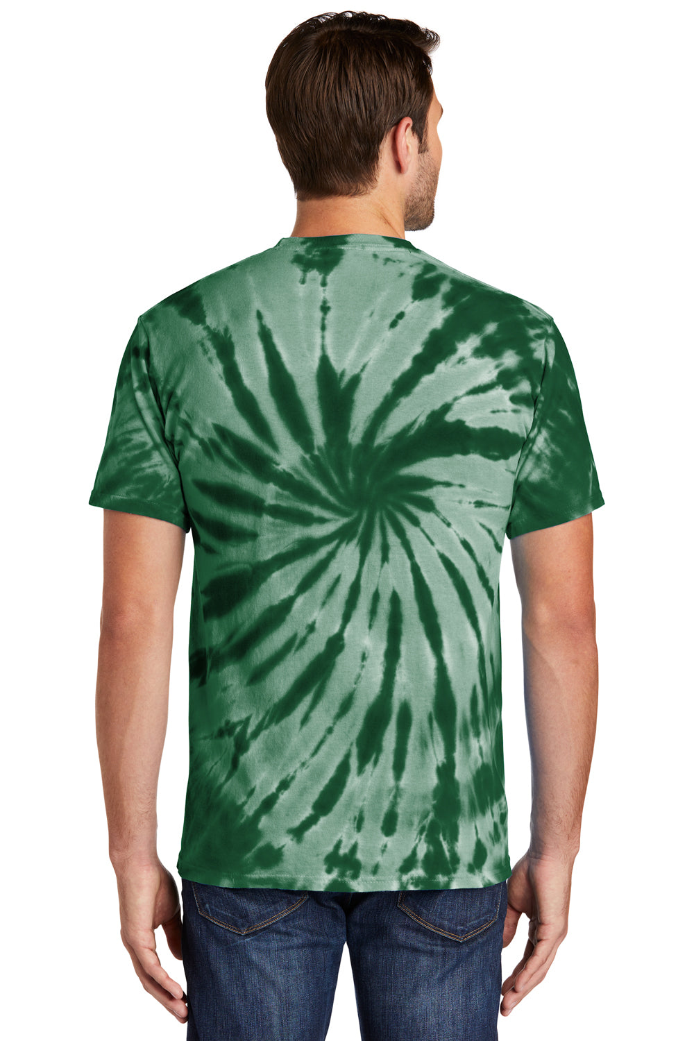 Port & Company PC147 Mens Tie-Dye Short Sleeve Crewneck T-Shirt Forest Green Back
