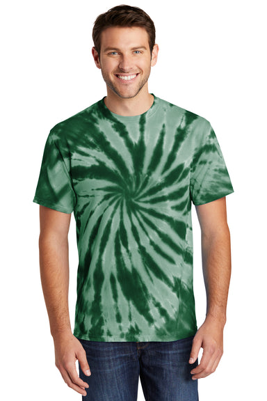 Port & Company PC147 Mens Tie-Dye Short Sleeve Crewneck T-Shirt Forest Green Front