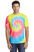 Port & Company PC147 Mens Tie-Dye Short Sleeve Crewneck T-Shirt Neon Rainbow Front