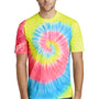 Port & Company Mens Tie-Dye Short Sleeve Crewneck T-Shirt - Neon Rainbow