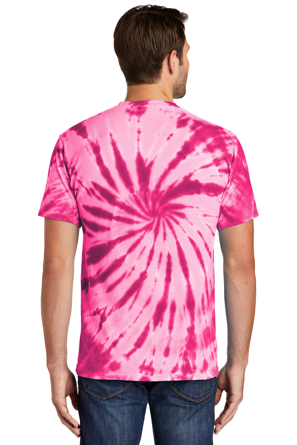 Port & Company PC147 Mens Tie-Dye Short Sleeve Crewneck T-Shirt Pink Back