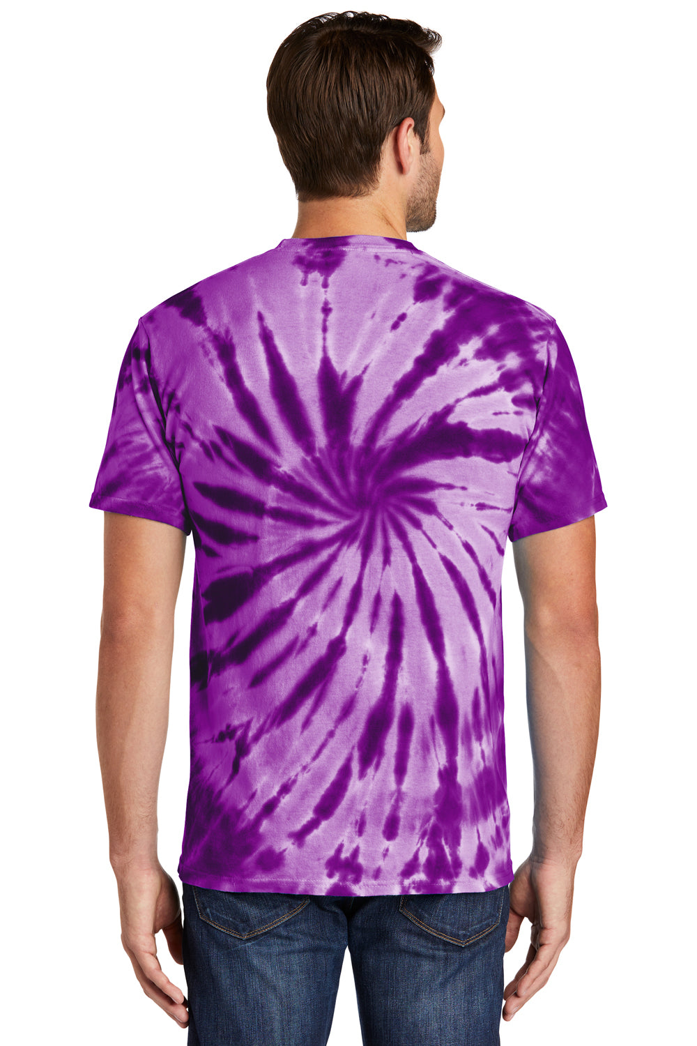 Port & Company PC147 Mens Tie-Dye Short Sleeve Crewneck T-Shirt Purple Back