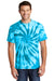 Port & Company PC147 Mens Tie-Dye Short Sleeve Crewneck T-Shirt Turquoise Blue Front