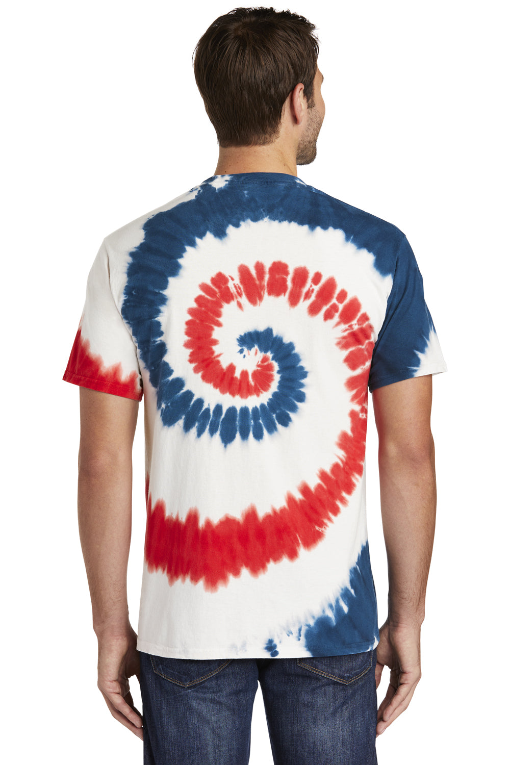 Port & Company PC147 Mens Tie-Dye Short Sleeve Crewneck T-Shirt USA Rainbow Back