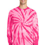 Port & Company Mens Tie-Dye Long Sleeve Crewneck T-Shirt - Pink