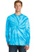 Port & Company PC147LS Mens Tie-Dye Long Sleeve Crewneck T-Shirt Turquoise Blue Front