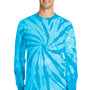 Port & Company Mens Tie-Dye Long Sleeve Crewneck T-Shirt - Turquoise Blue