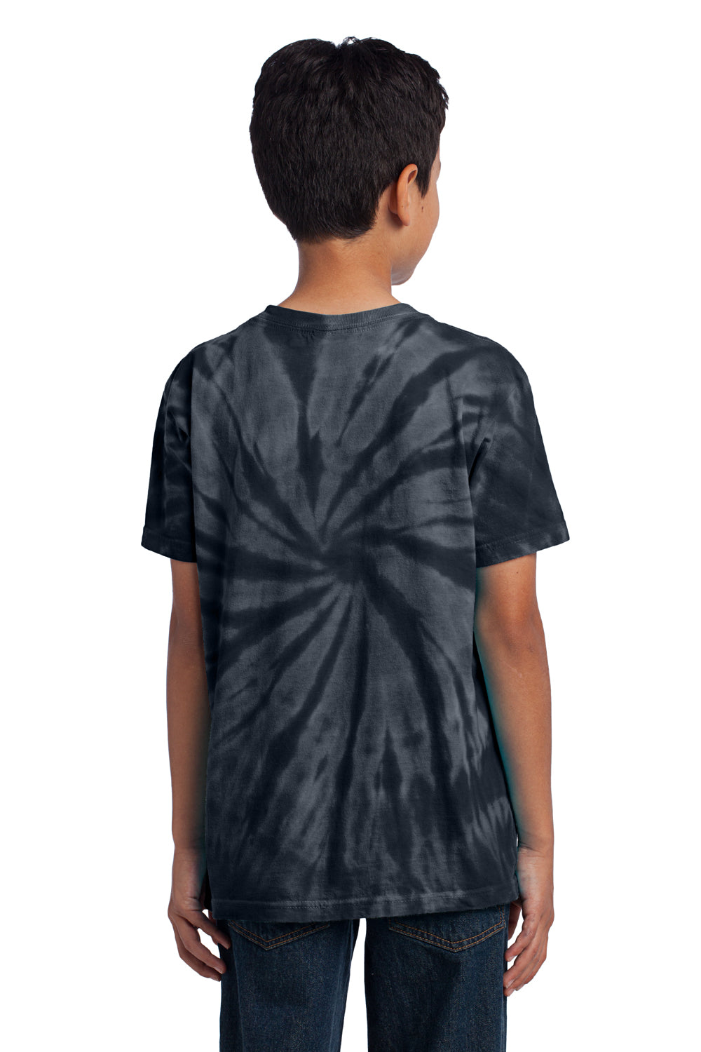 Port & Company PC147Y Youth Tie-Dye Short Sleeve Crewneck T-Shirt Black Back