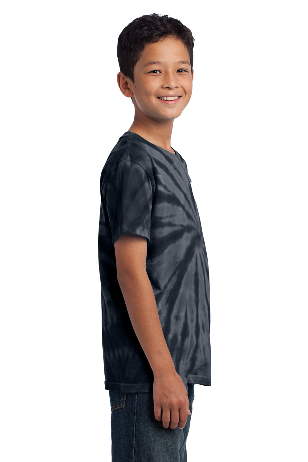 Port & Company PC147Y Youth Tie-Dye Short Sleeve Crewneck T-Shirt Black Side