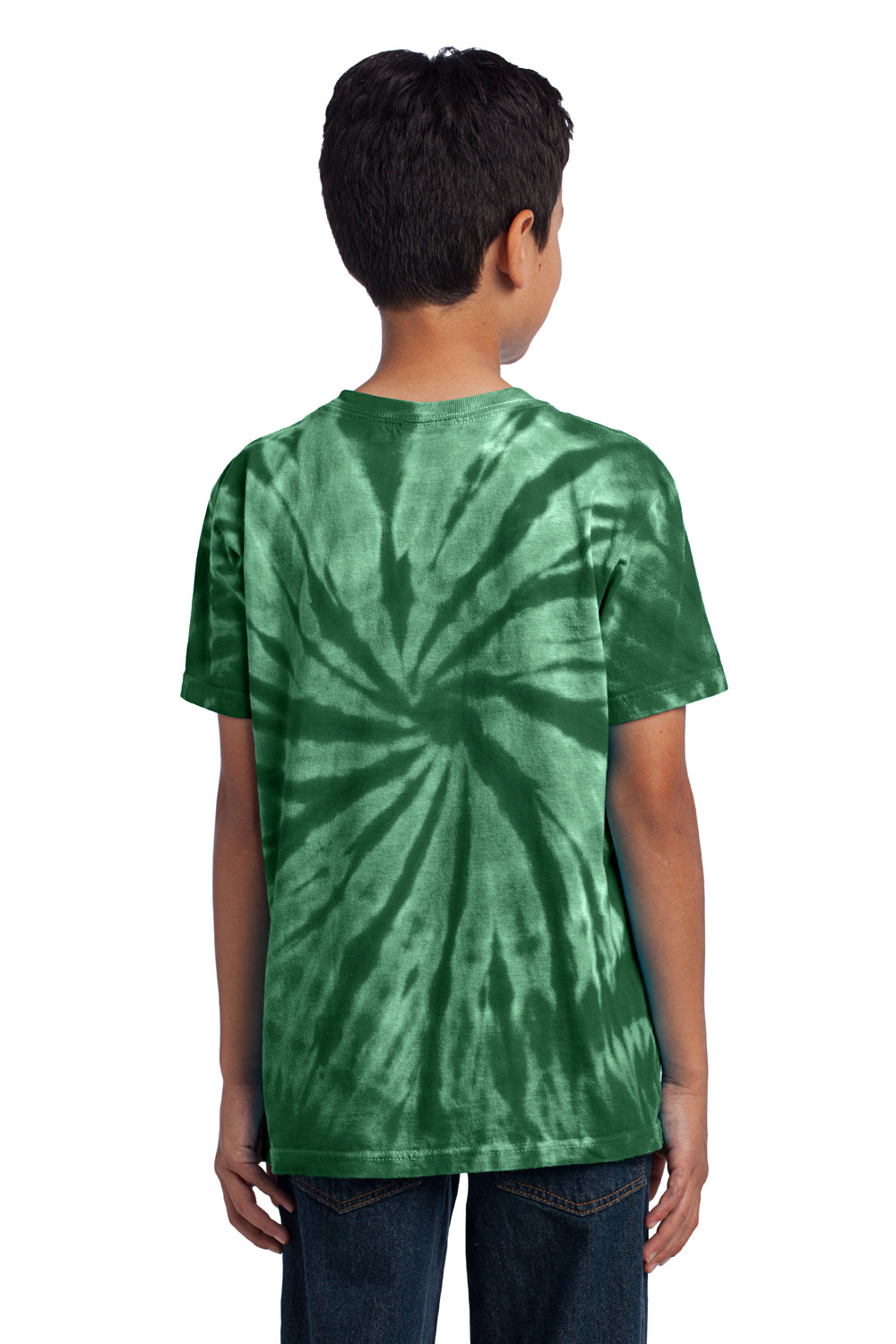 Port & Company PC147Y Youth Tie-Dye Short Sleeve Crewneck T-Shirt Forest Green Back