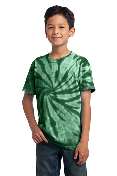 Port & Company PC147Y Youth Tie-Dye Short Sleeve Crewneck T-Shirt Forest Green Front