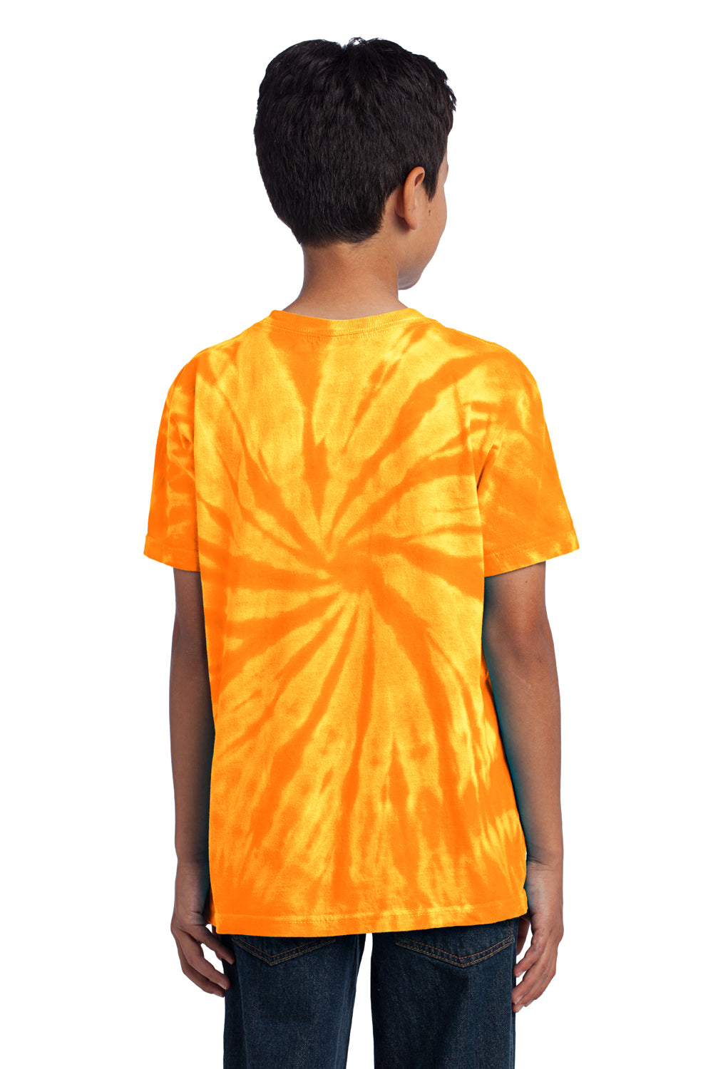 Port & Company PC147Y Youth Tie-Dye Short Sleeve Crewneck T-Shirt Gold Back
