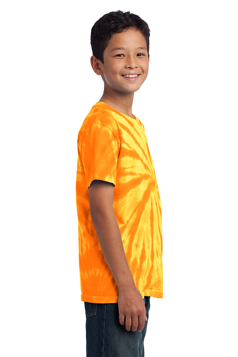 Port & Company PC147Y Youth Tie-Dye Short Sleeve Crewneck T-Shirt Gold Side