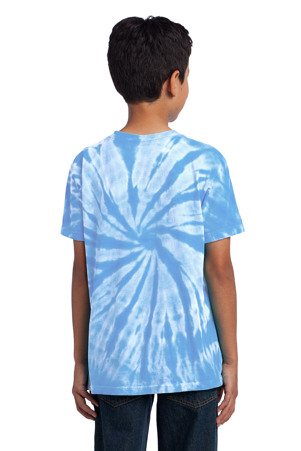 Port & Company PC147Y Youth Tie-Dye Short Sleeve Crewneck T-Shirt Light Blue Back