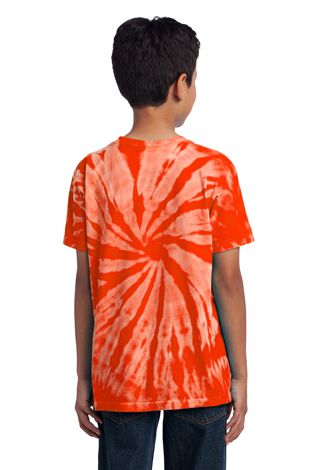 Port & Company PC147Y Youth Tie-Dye Short Sleeve Crewneck T-Shirt Orange Back