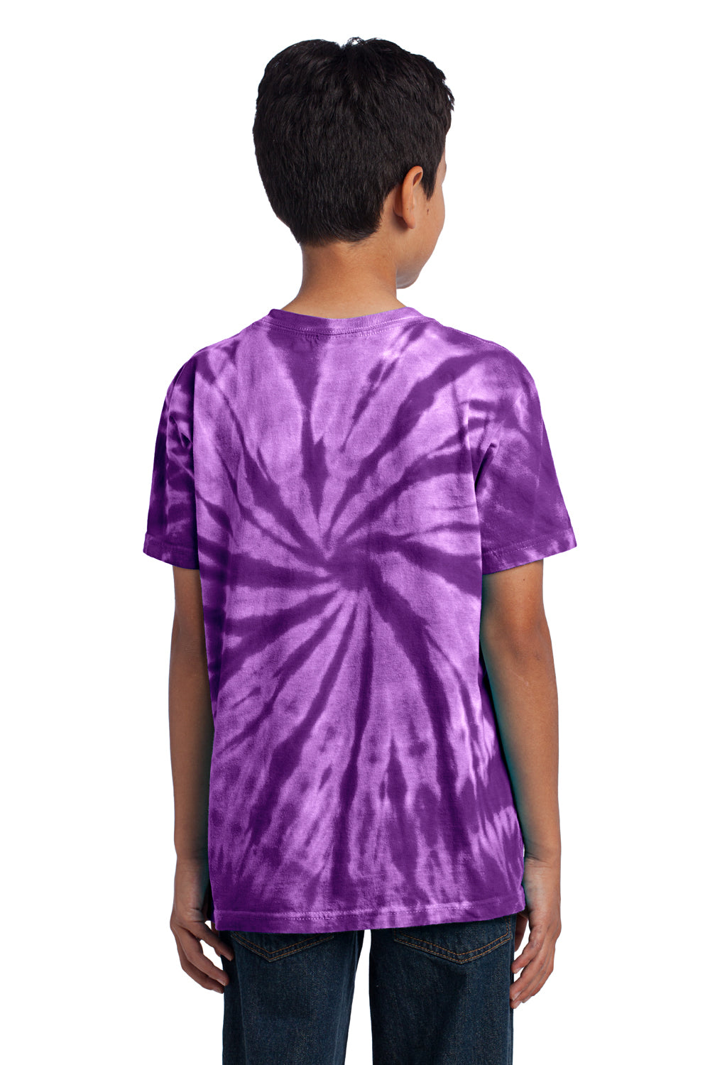 Port & Company PC147Y Youth Tie-Dye Short Sleeve Crewneck T-Shirt Purple Back