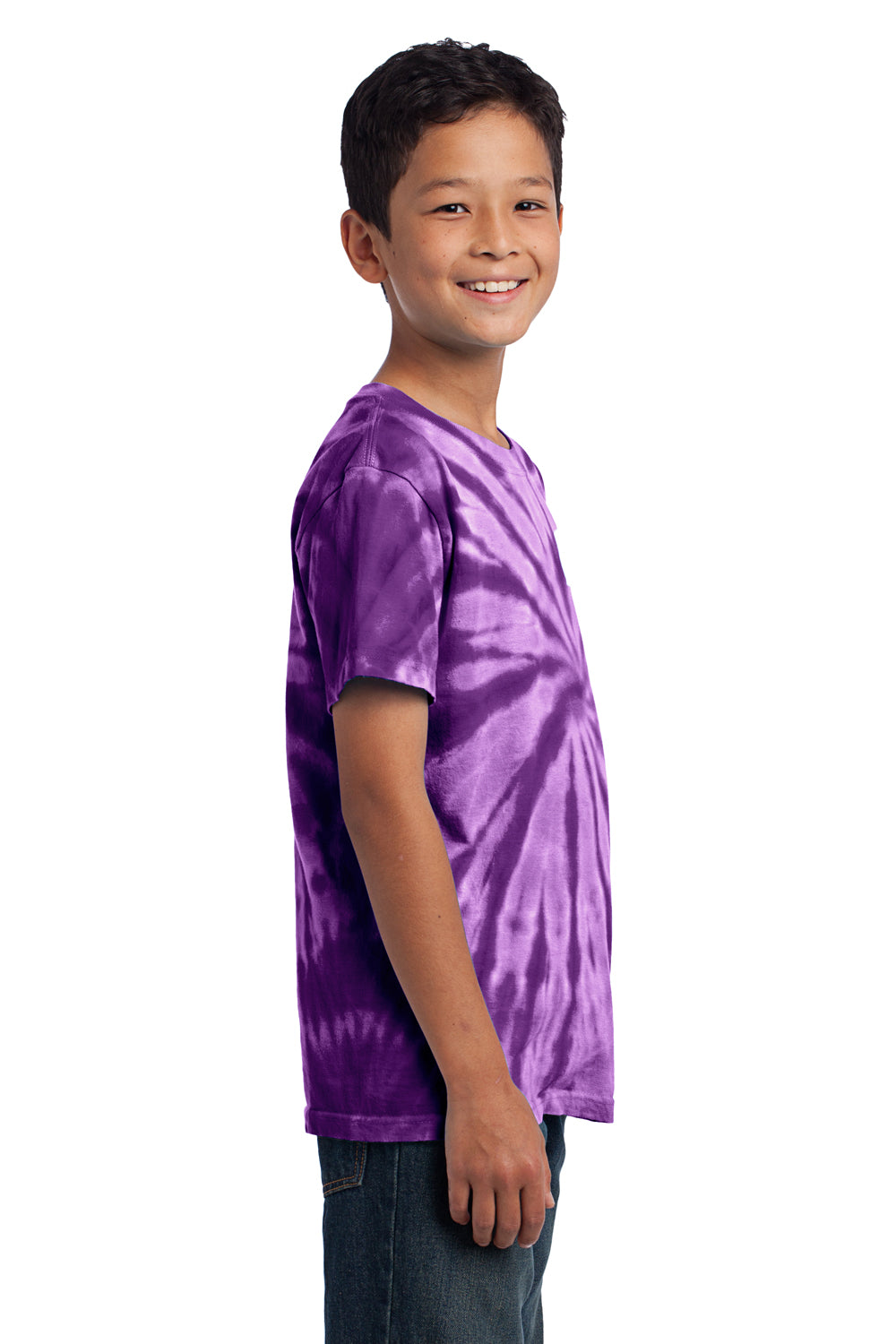 Port & Company PC147Y Youth Tie-Dye Short Sleeve Crewneck T-Shirt Purple Side