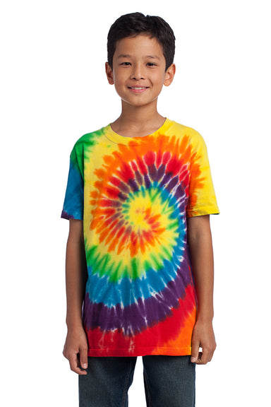 Port & Company PC147Y Youth Tie-Dye Short Sleeve Crewneck T-Shirt Rainbow Front