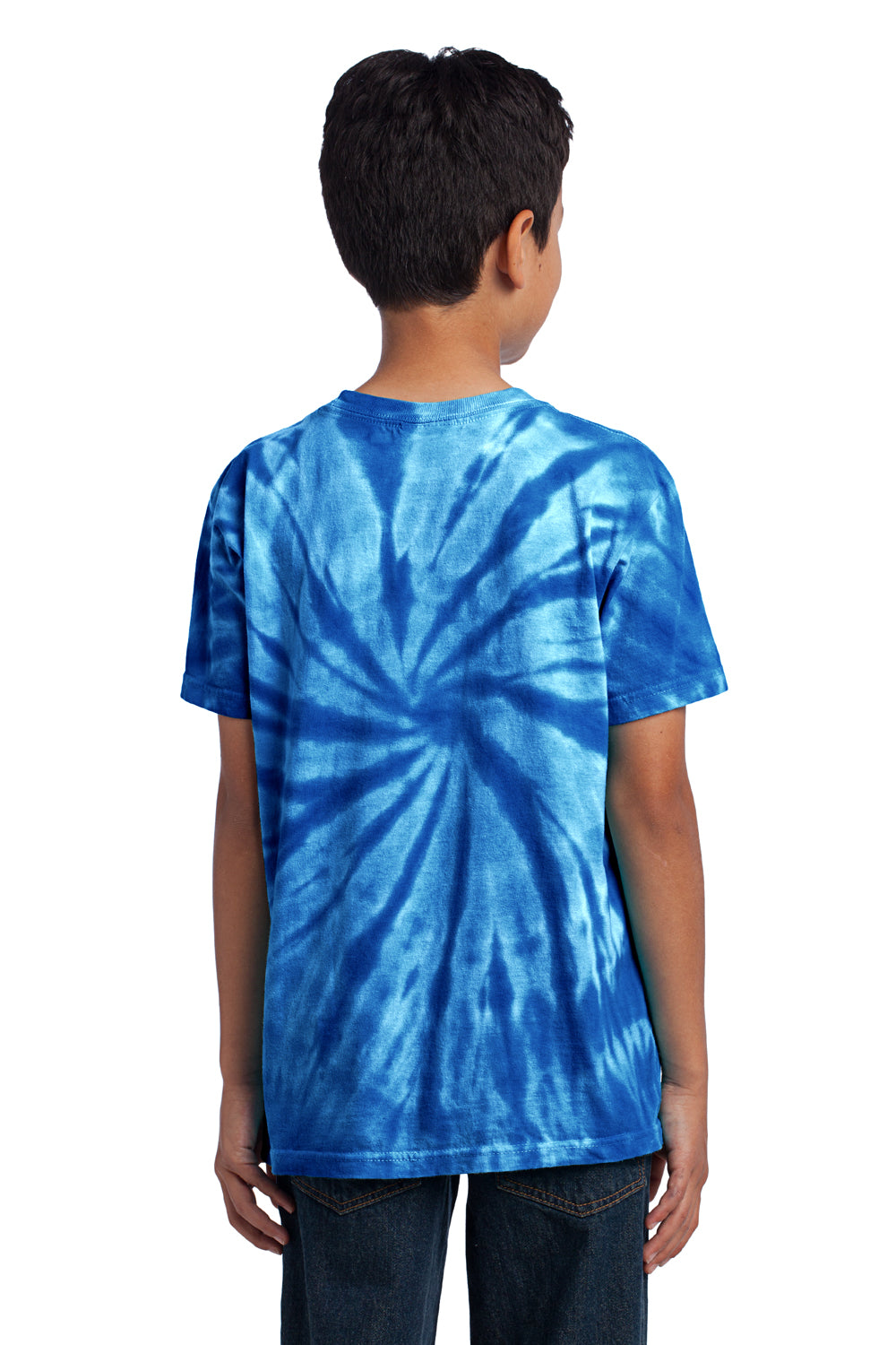Port & Company PC147Y Youth Tie-Dye Short Sleeve Crewneck T-Shirt Royal Blue Back