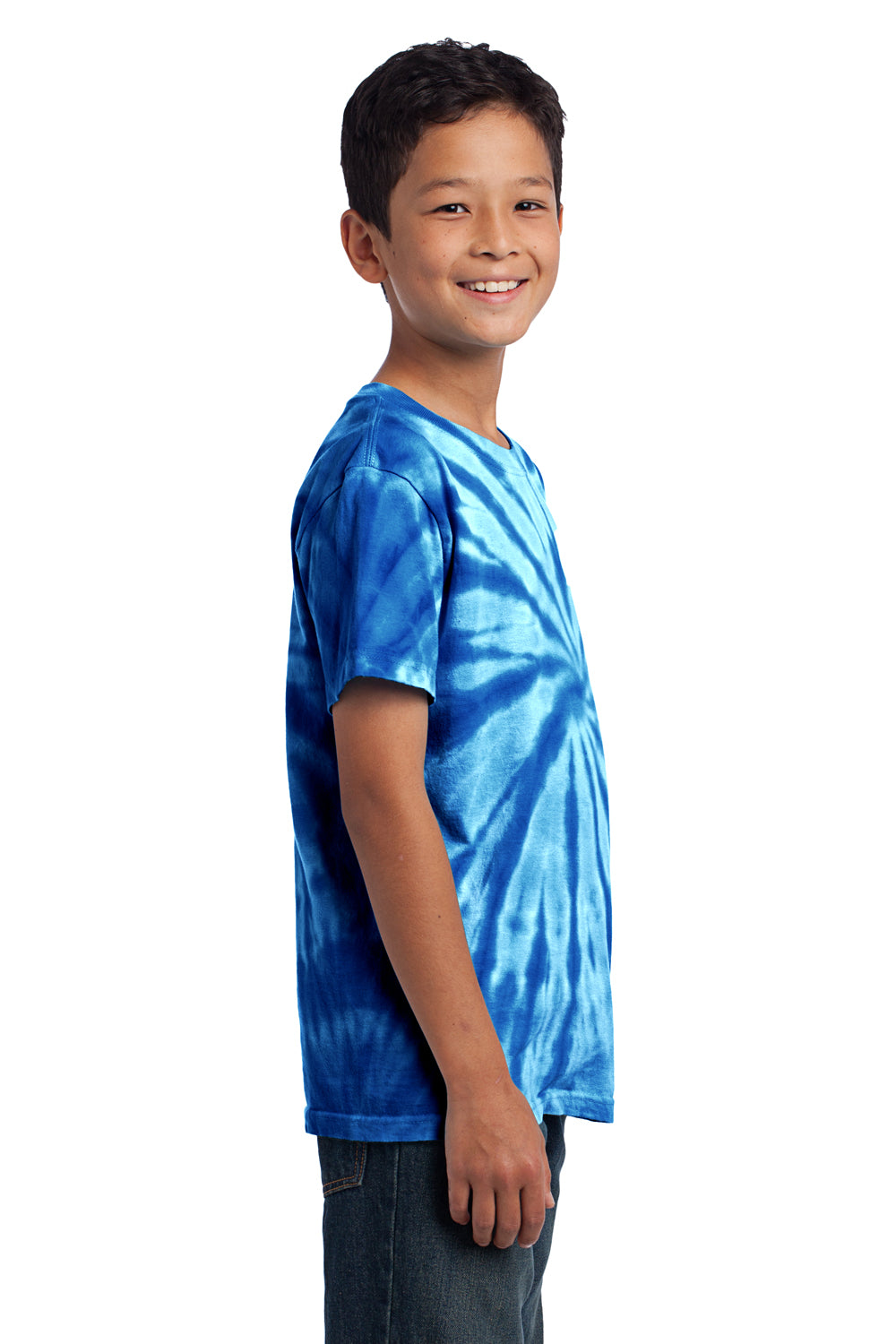 Port & Company PC147Y Youth Tie-Dye Short Sleeve Crewneck T-Shirt Royal Blue Side
