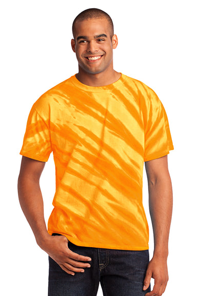 Port & Company PC148 Mens Tie-Dye Short Sleeve Crewneck T-Shirt Gold Front