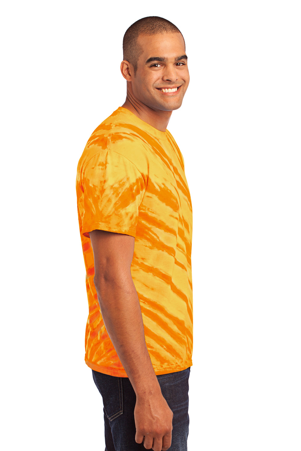 Port & Company PC148 Mens Tie-Dye Short Sleeve Crewneck T-Shirt Gold Side