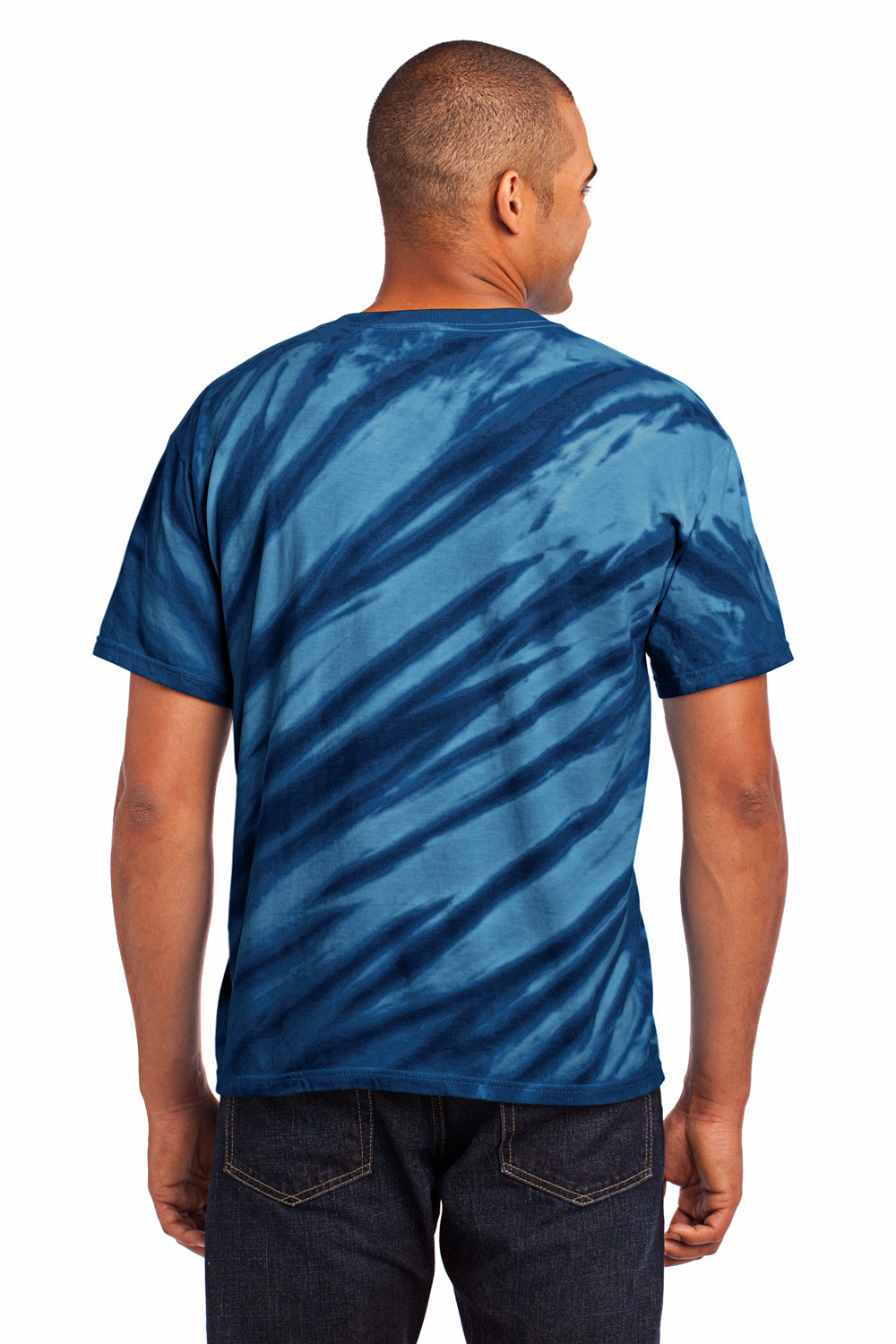 Port & Company PC148 Mens Tie-Dye Short Sleeve Crewneck T-Shirt Navy Blue Back