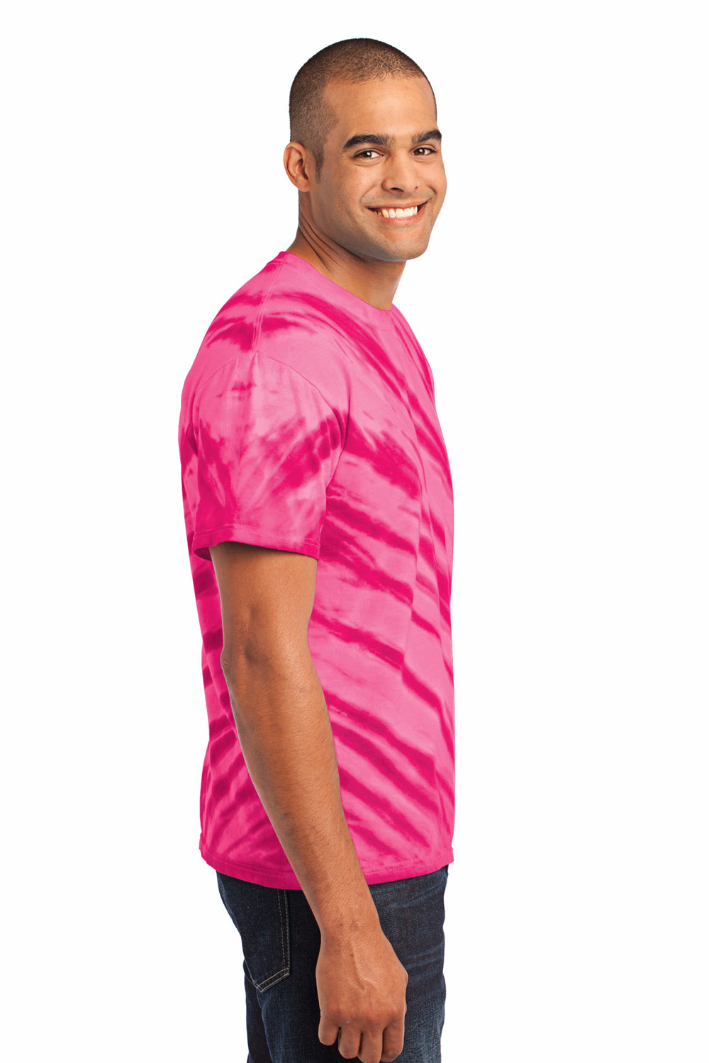Port & Company PC148 Mens Tie-Dye Short Sleeve Crewneck T-Shirt Pink Side