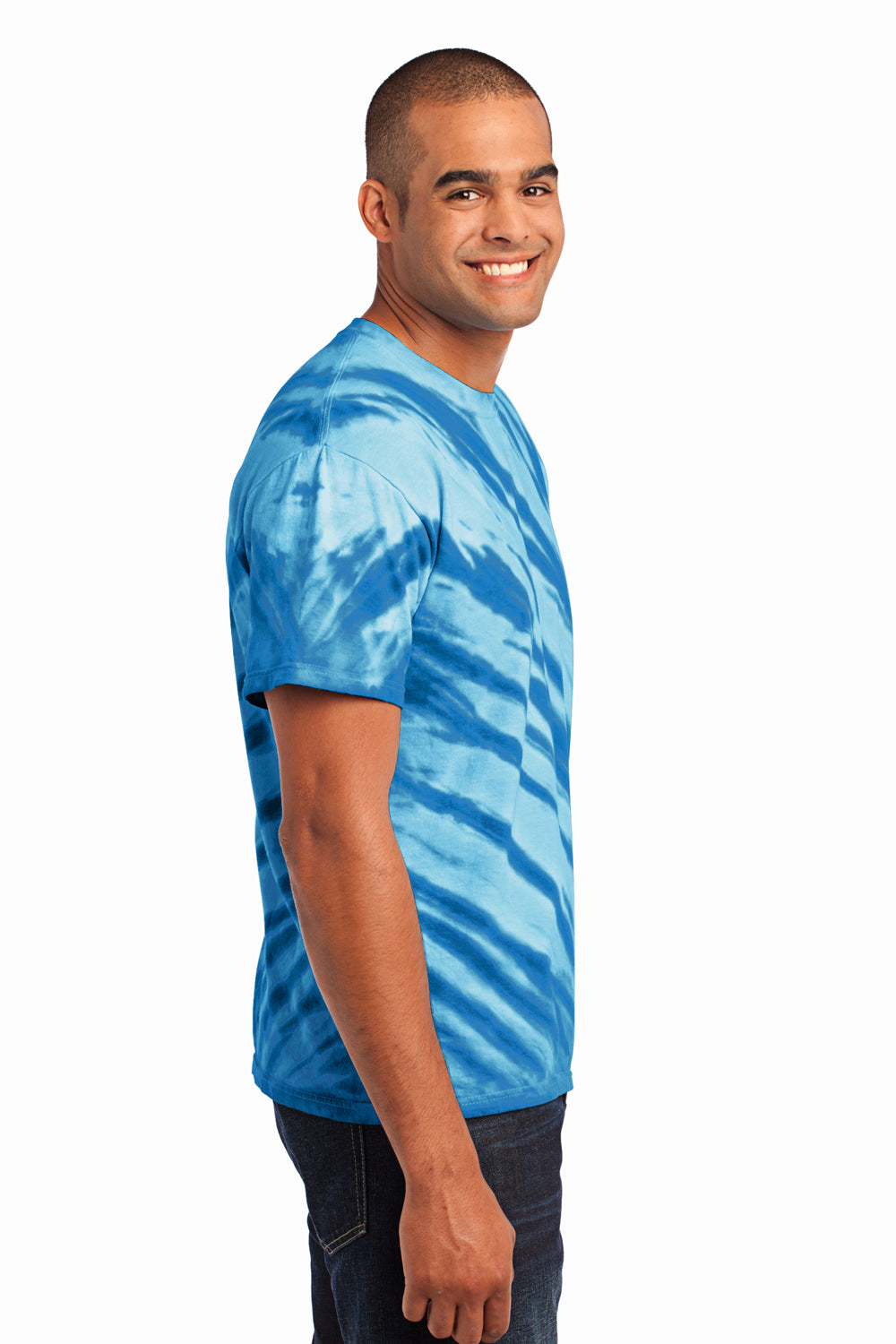 Port & Company PC148 Mens Tie-Dye Short Sleeve Crewneck T-Shirt Royal Blue Side