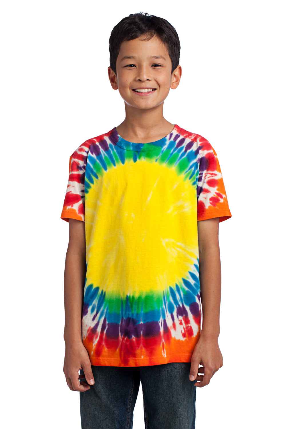 Port & Company PC149Y Youth Tie-Dye Short Sleeve Crewneck T-Shirt Rainbow Front