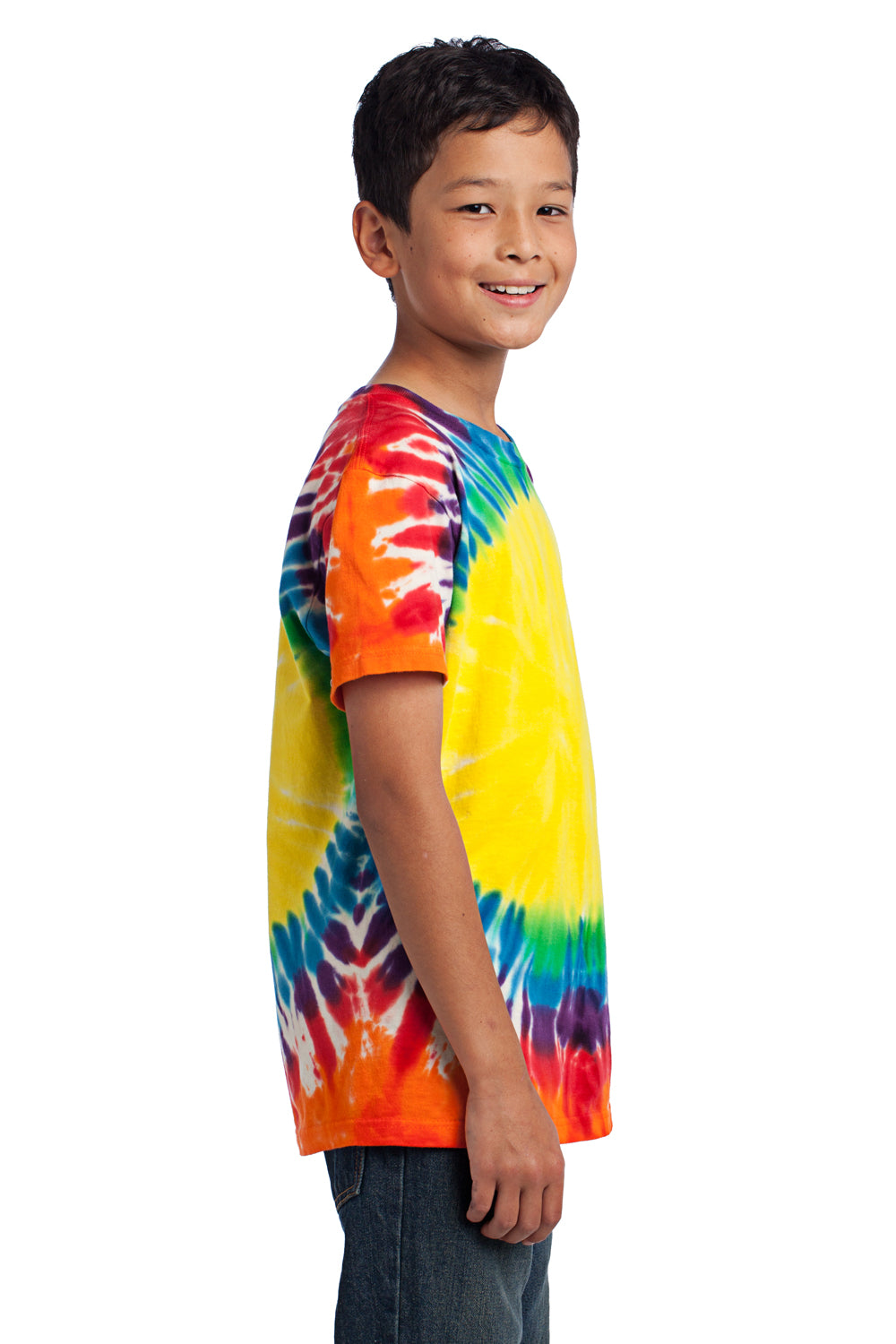 Port & Company PC149Y Youth Tie-Dye Short Sleeve Crewneck T-Shirt Rainbow Side
