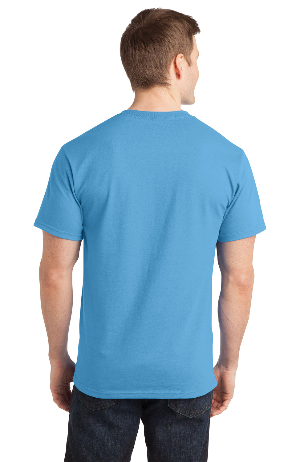 Port & Company PC150 Mens Short Sleeve Crewneck T-Shirt Aqua Blue Back