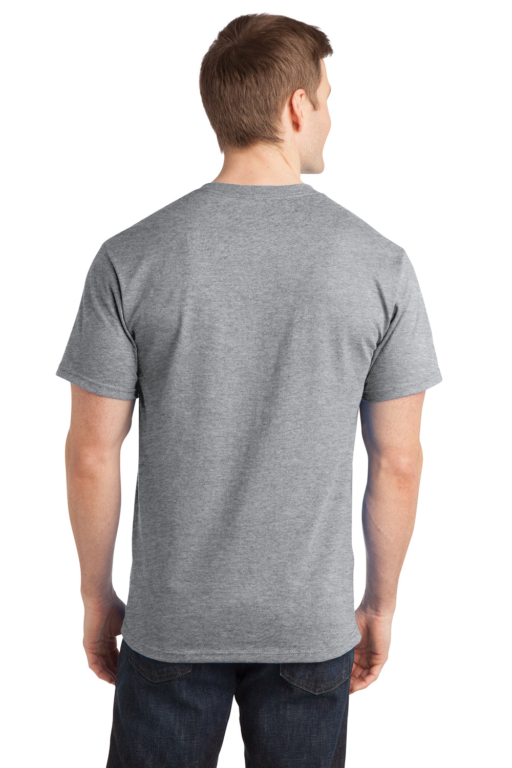Port & Company PC150 Mens Short Sleeve Crewneck T-Shirt Heather Grey Back