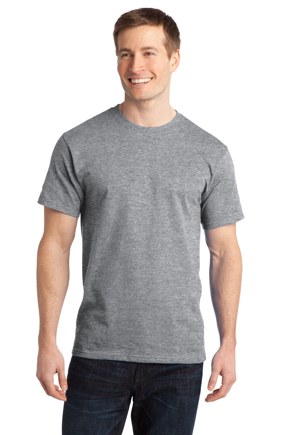 Port & Company PC150 Mens Short Sleeve Crewneck T-Shirt Heather Grey Front