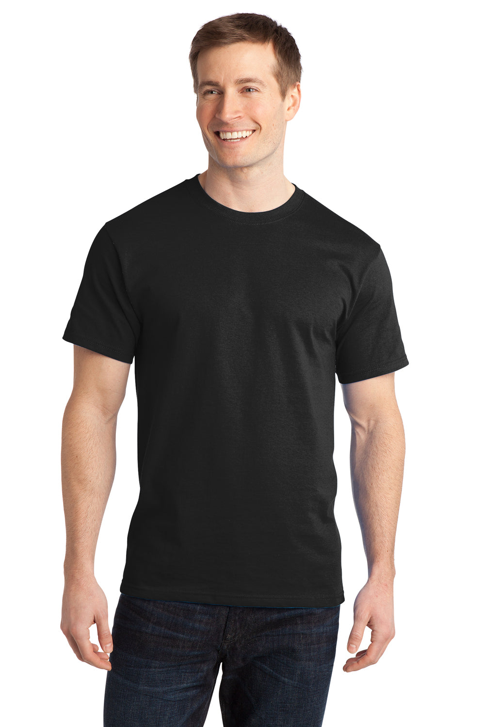 Port & Company PC150 Mens Short Sleeve Crewneck T-Shirt Black Front