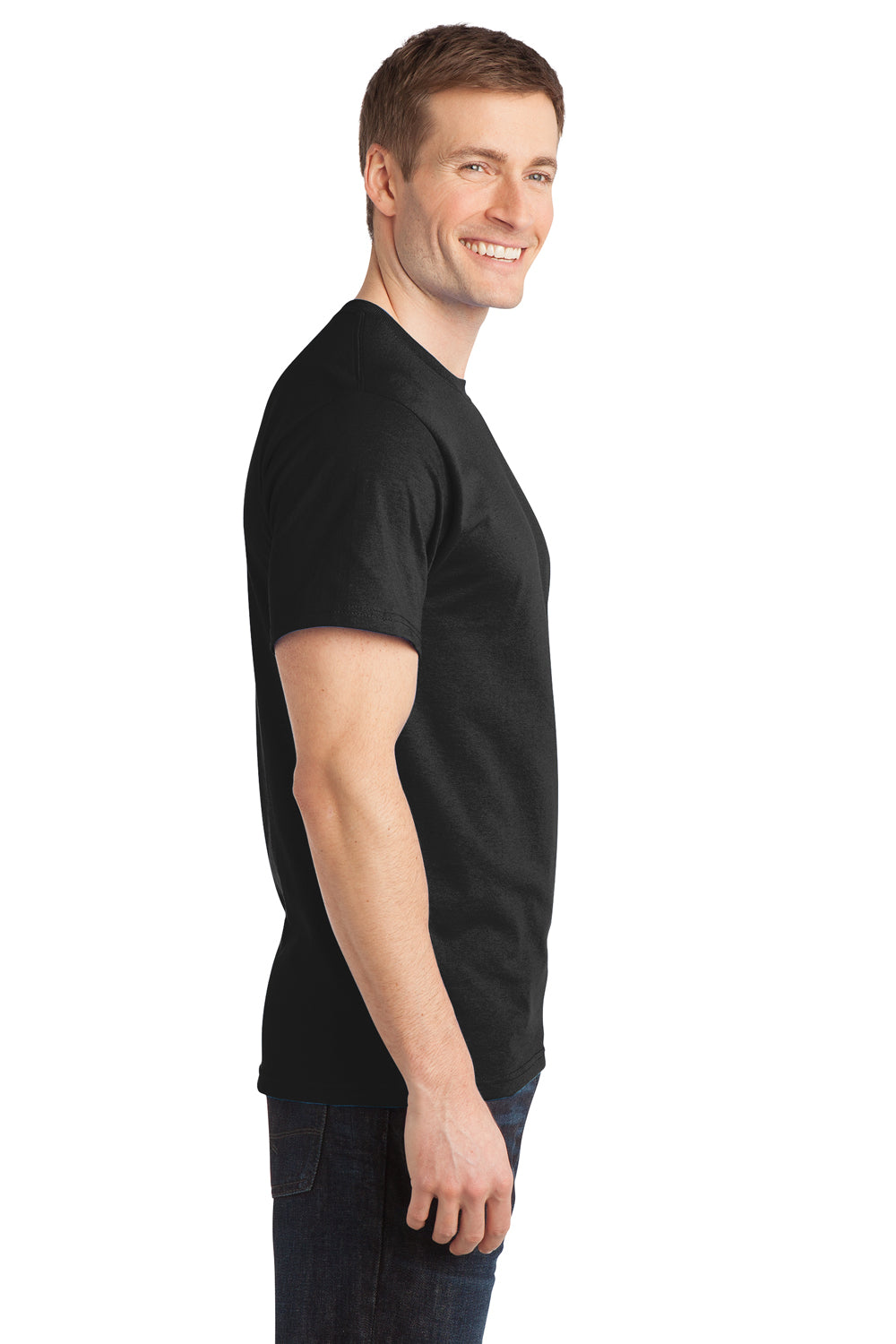 Port & Company PC150 Mens Short Sleeve Crewneck T-Shirt Black Side