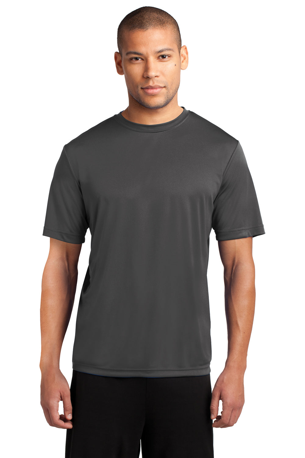 Port & Company PC380 Mens Dry Zone Performance Moisture Wicking Short Sleeve Crewneck T-Shirt Charcoal Grey Front